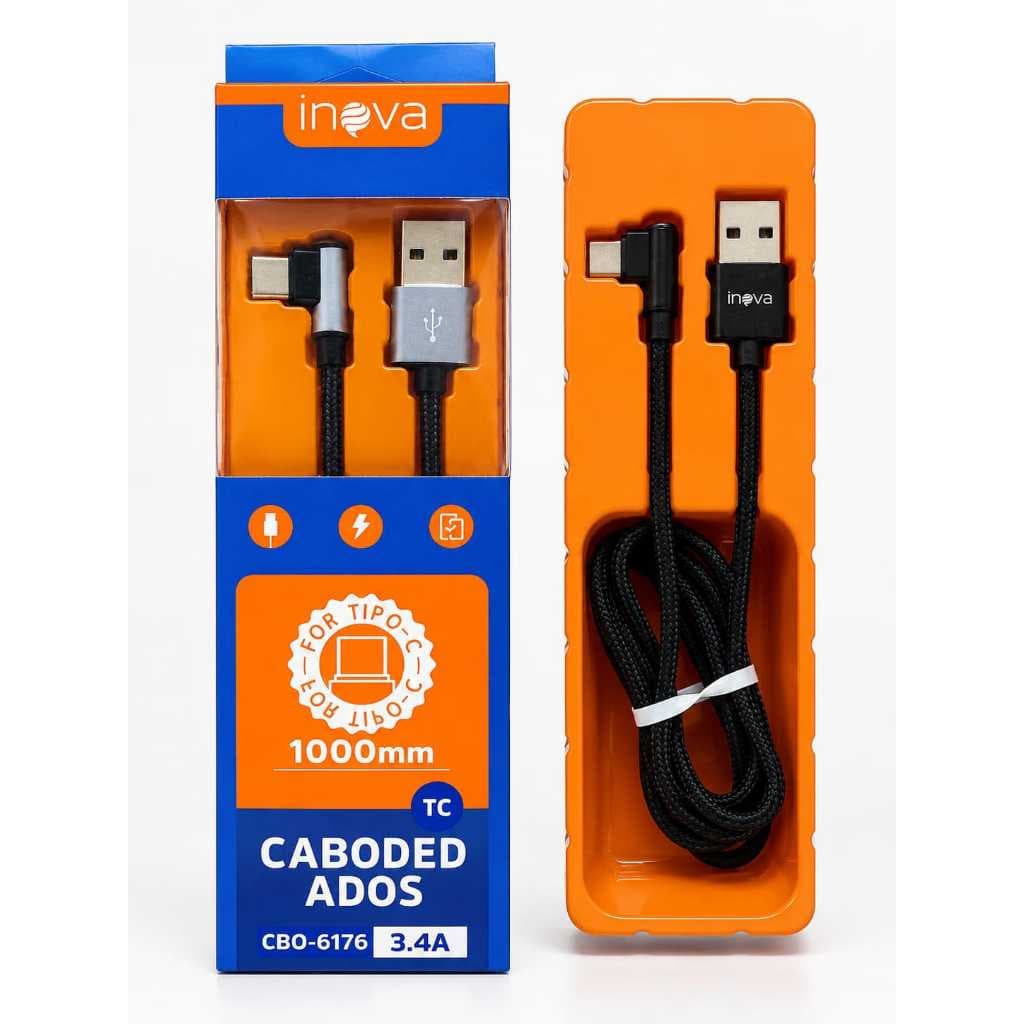Cabo de dados e carregamento rapido  Marca-INOVA - Modelo CBO-6176 - TC 1M 3.4A