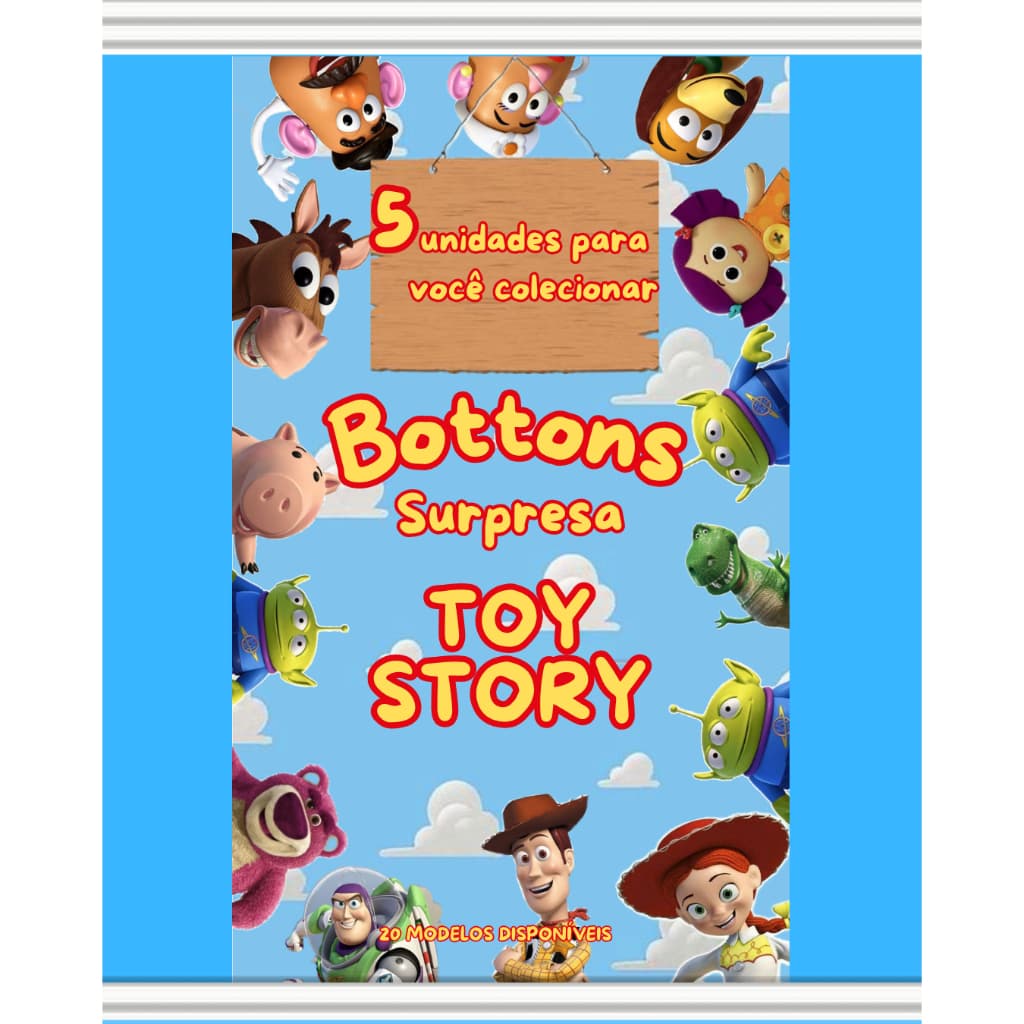 Kit 5 Bottons Surpresa Toy Story Pin Broche Colecionável Infantil