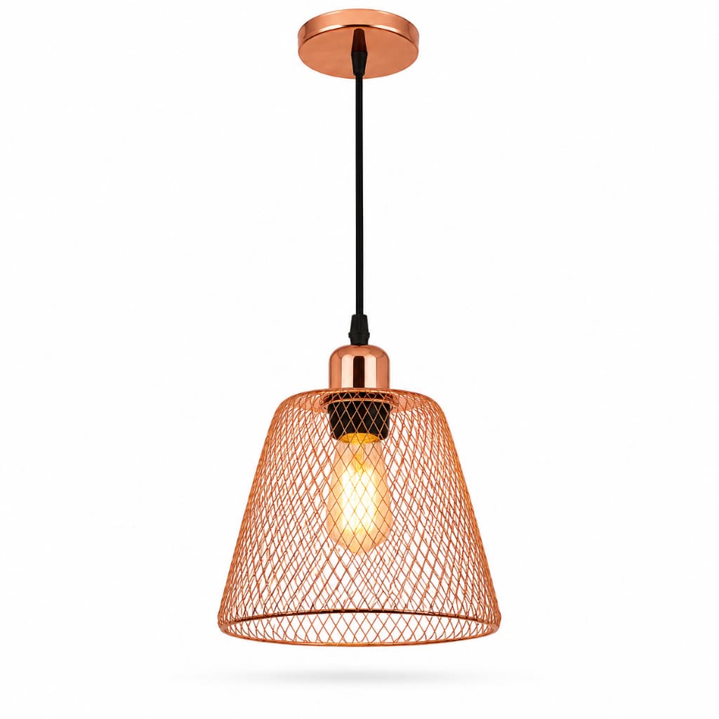Luminária Pendente Decorativo em Tela Metal Rose 1,50cm