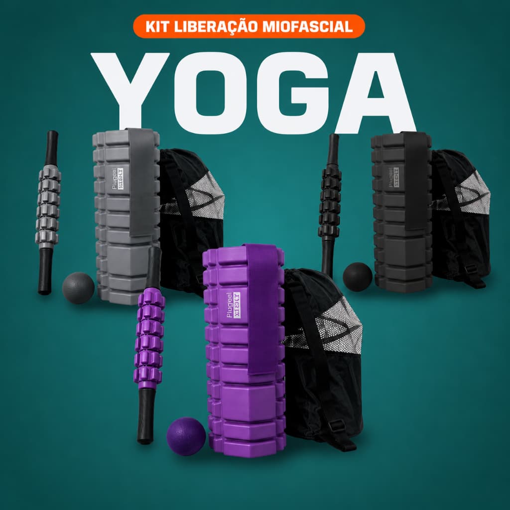 Kit Rolo + Bastão Liberacão Soltura Miofascial Massagem + Lacrosse + Band Alongamento Fisioterapia