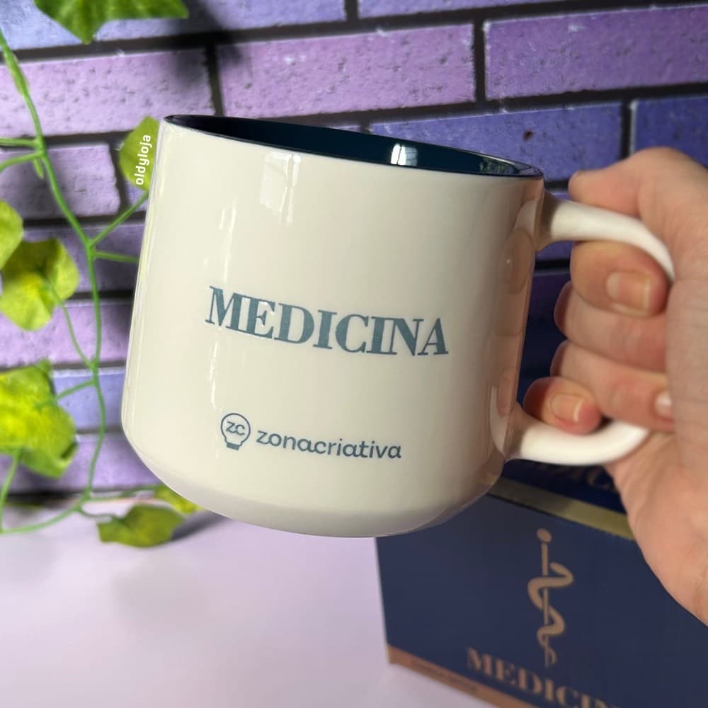 Caneca Medicina Cerâmica 500ml Presente para Médico Doutor Estudante Residente