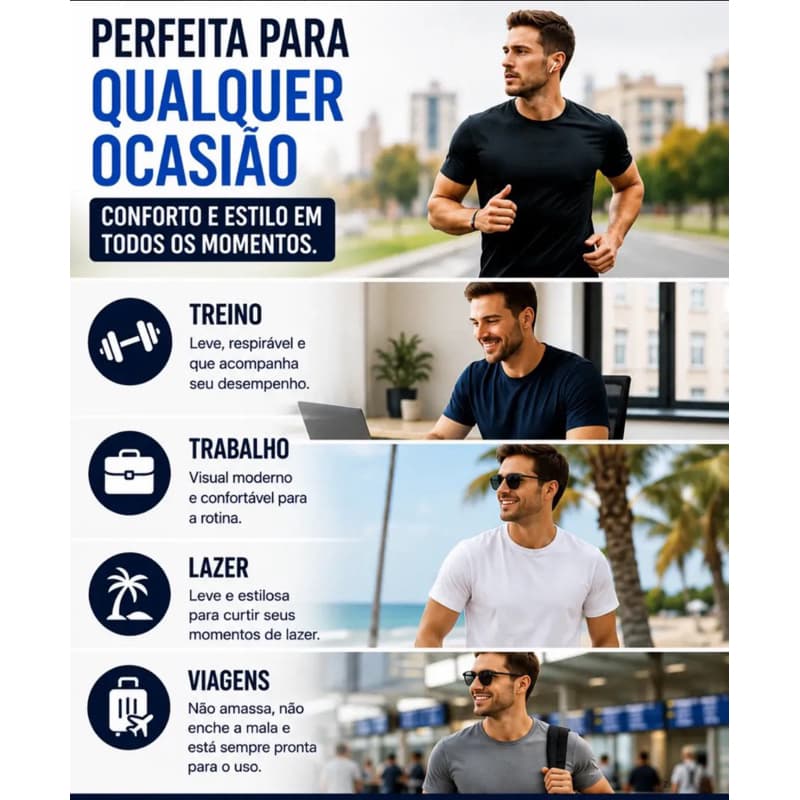 5 Camisetas Básicas Masculina Dry Fit De Alta Qualidade
