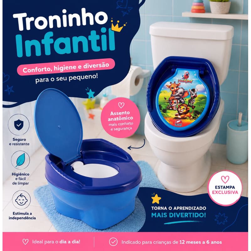 Troninho Infantil 3 em 1 Menino Menina Assento Penico de Transição Educativo