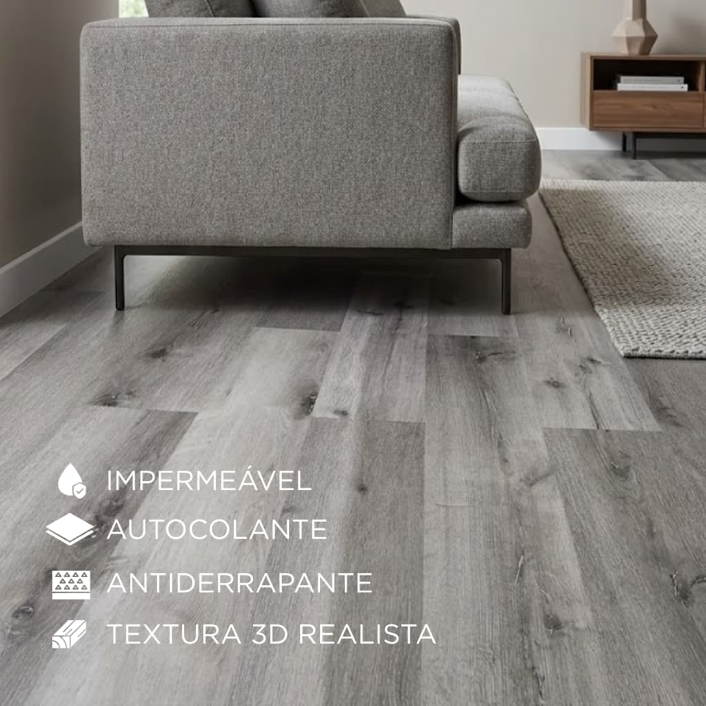 36PC Adesivo de Piso Madeira Moderno Antiderrapante Lavável 91,4x15,2cm vinílico
