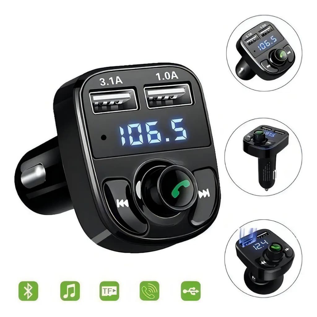 Carregador Automotivo Bluetooth X8 Transmissor FM MP3 2 USB para Carro