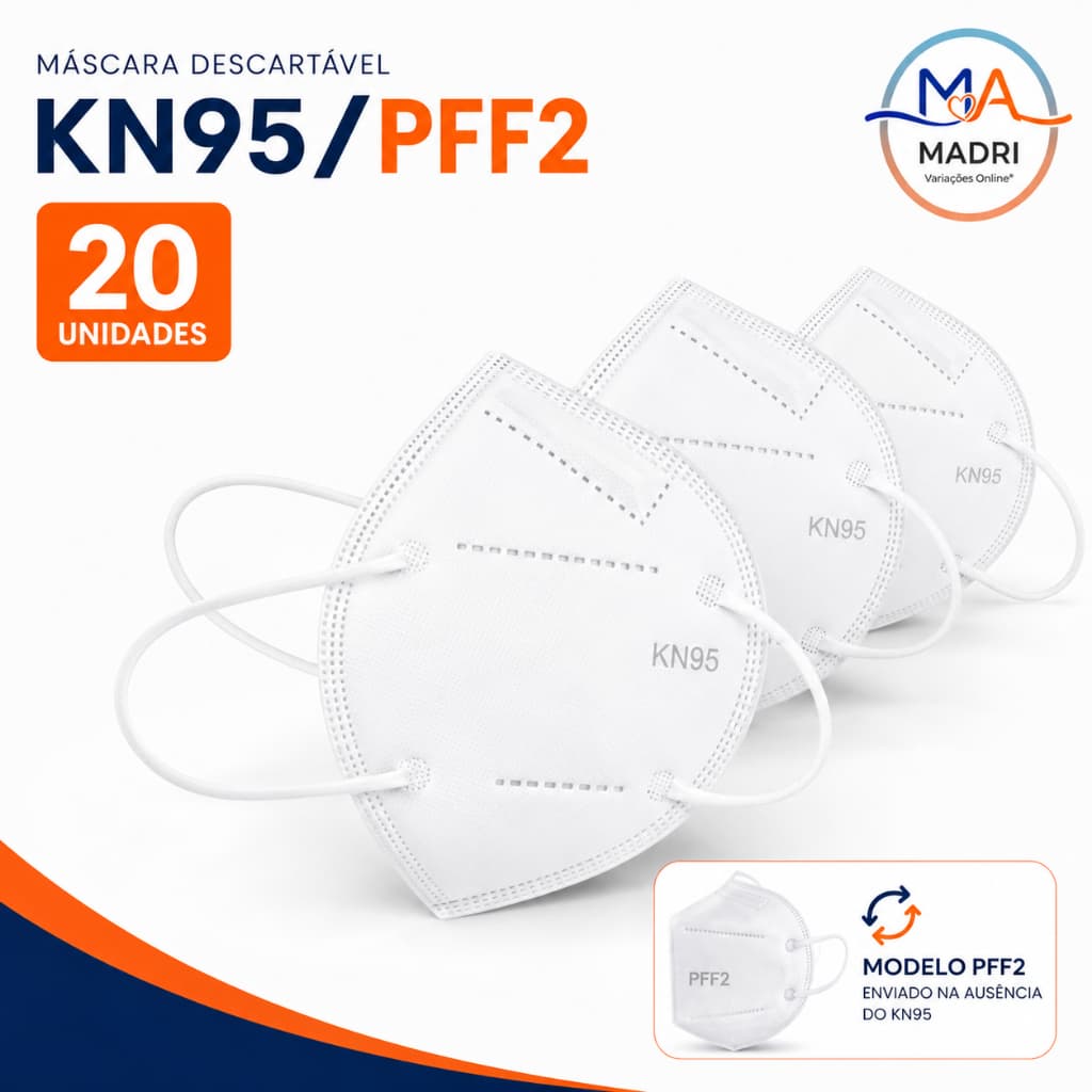 20 Unidades Máscara Descartável KN95/PFF2 TNT 5 Camadas EPI