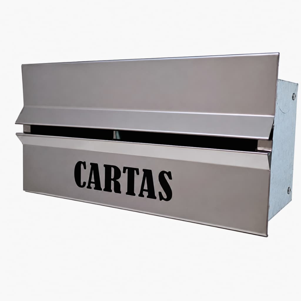 Caixa De Correio Embutir Muro Parede Acabamento Aço Inox Brilhante Carta Correspondência