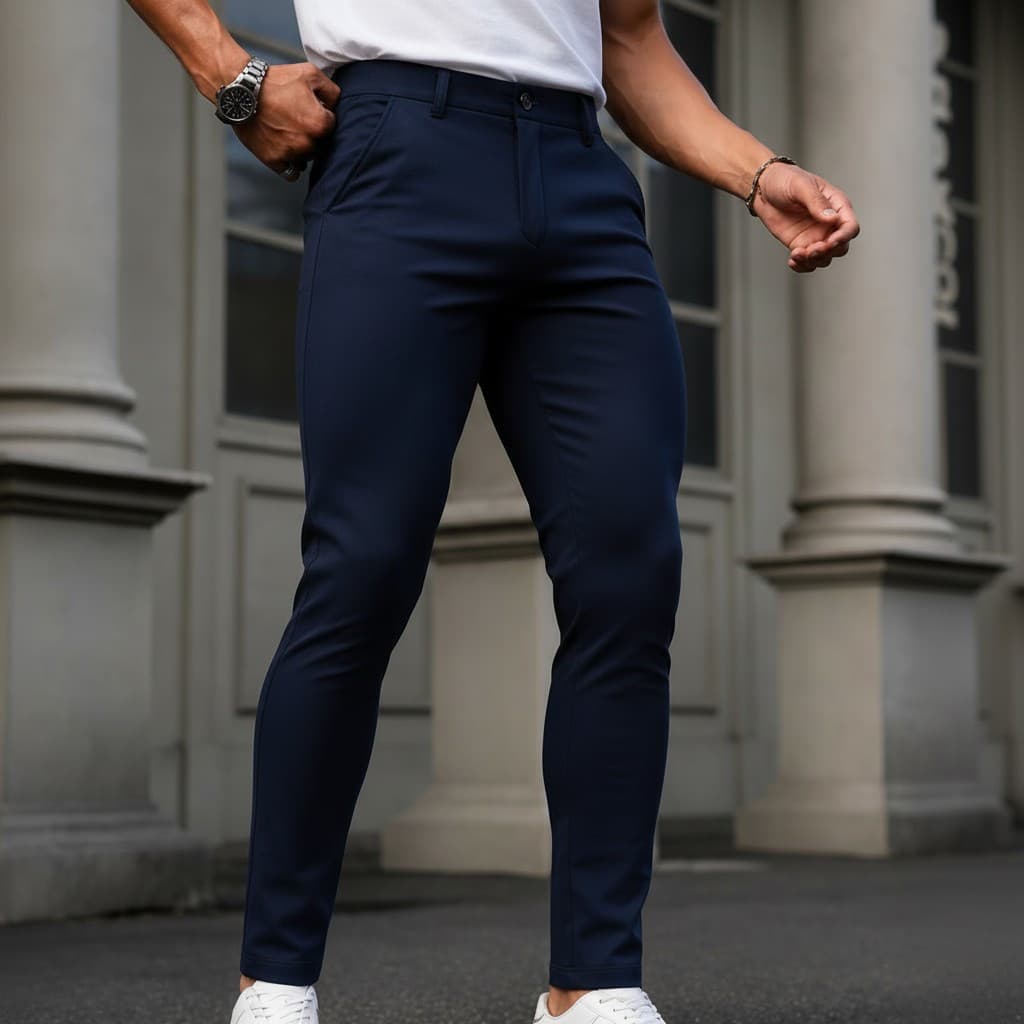 Calça Social Masculina Brim com Elastano para Maior Conforto