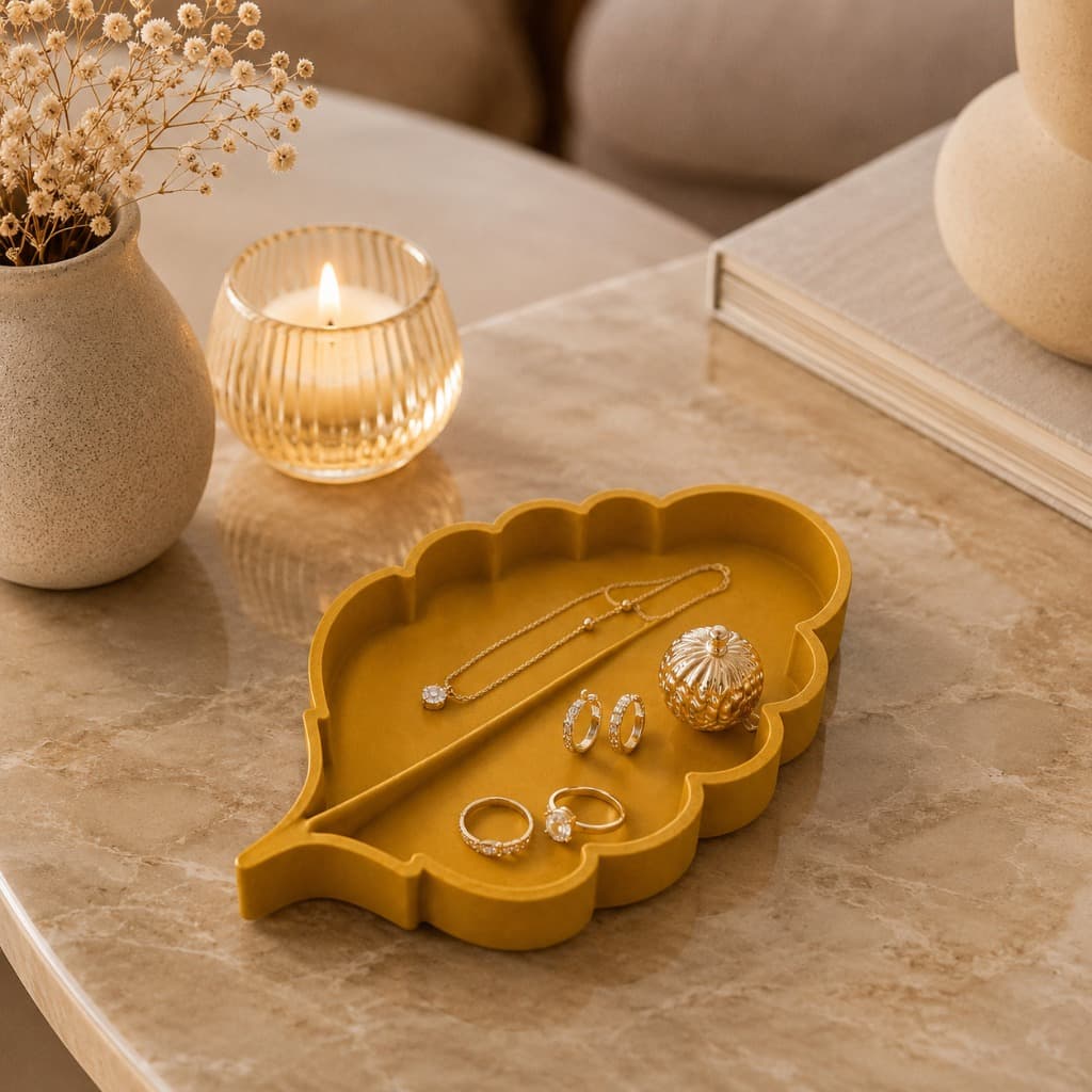 Bandeja Decorativa Folha Porta Joias Centro De Mesa 15cm