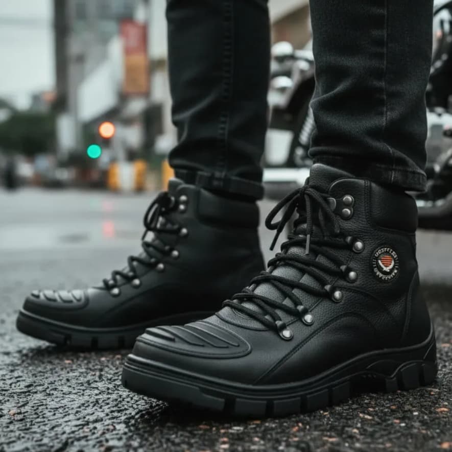Bota Coturno Tático Cano Baixo Militar 100% Couro Resistente Costurado Motociclista Proteção Bico