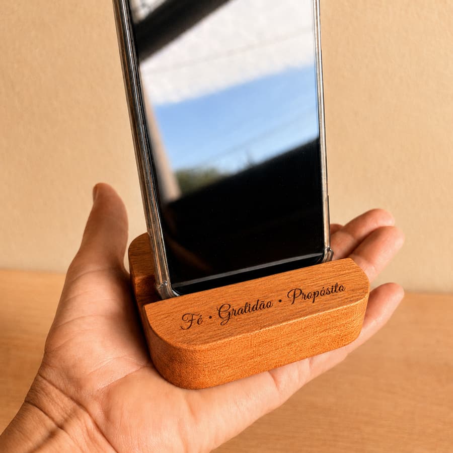 Suporte de Celular Madeira Maciça Brinde Lembrancinha