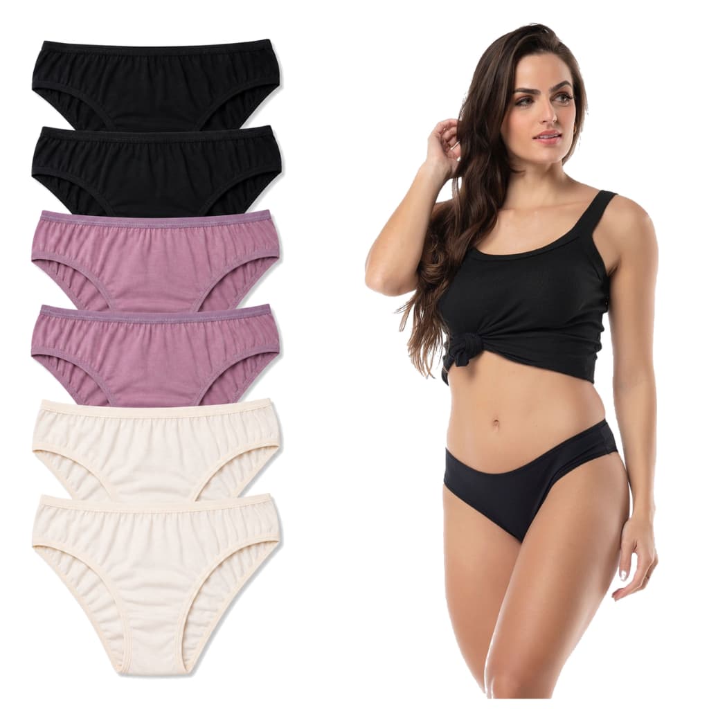 Kit 6 Calcinhas Biquíni Cotton Lycra Algodão Confortáveis Keeper