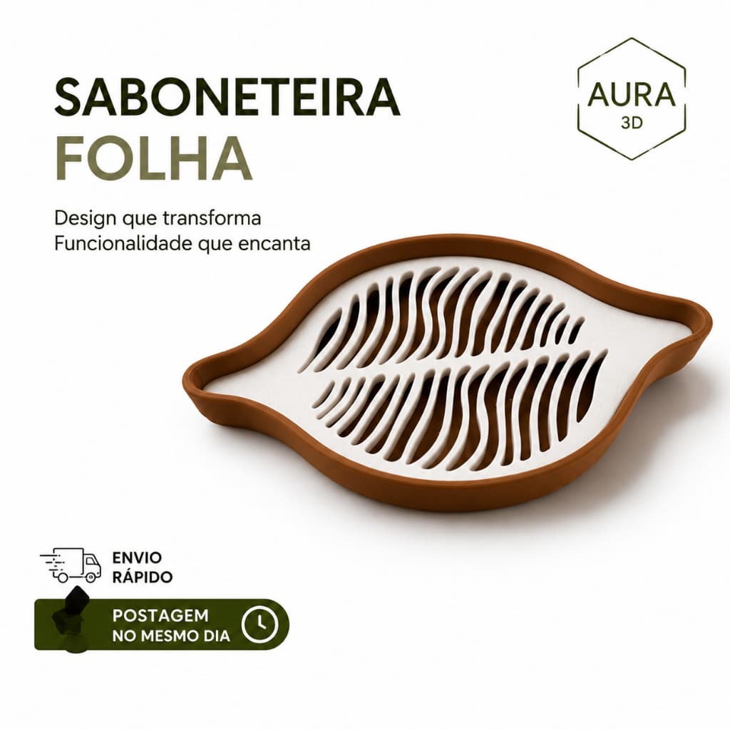Saboneteira Folha Decorativa Porta Sabonete Drenante para Banheiro Lavabo Premium