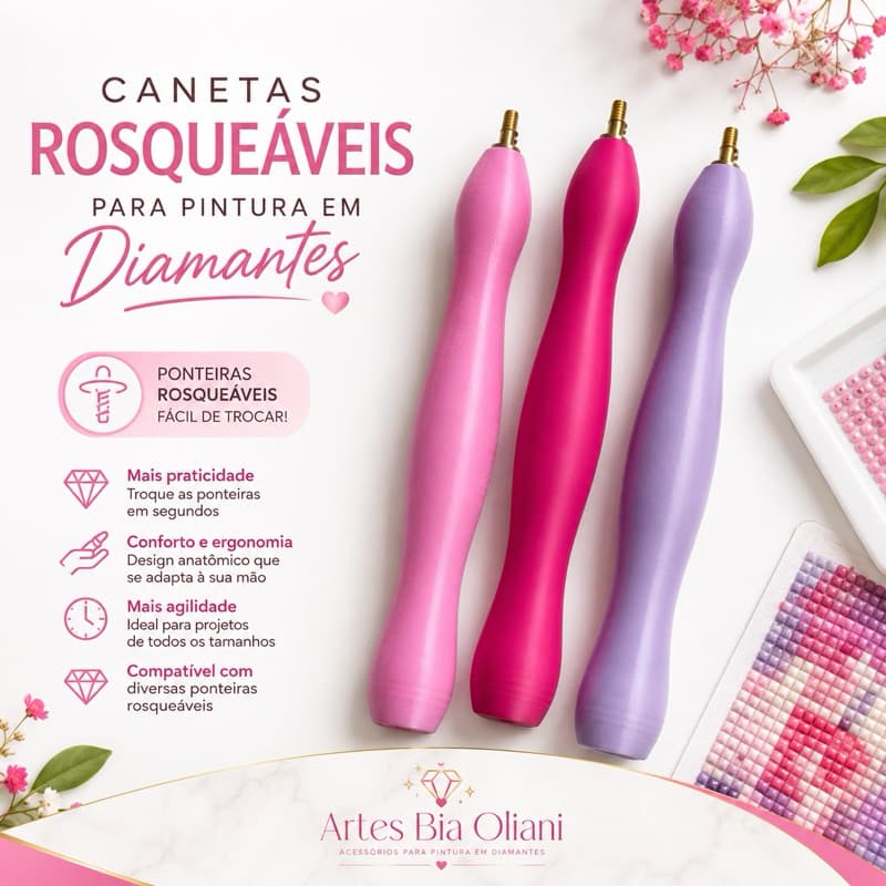 Caneta Rosqueável para Pintura em Diamantes – Ergonômica | Compatível com Ponteiras Rosqueáveis