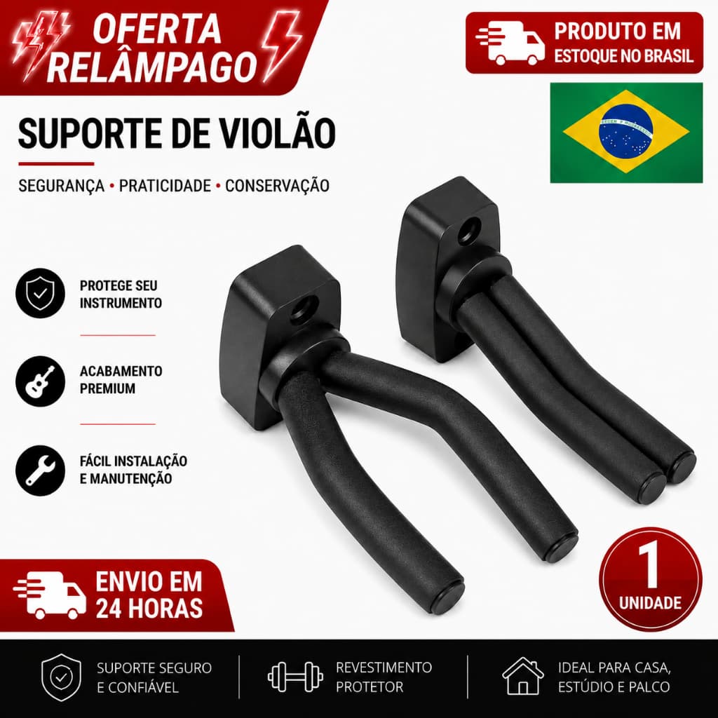 Suporte De Parede Ajustável Para Violão Guitarra Baixo