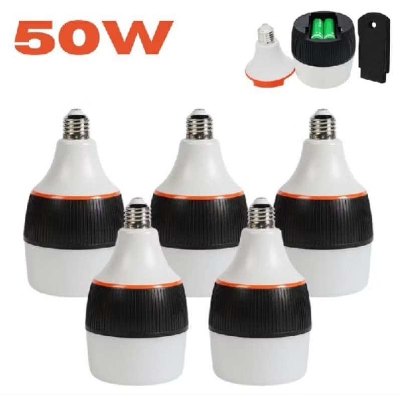kit 5  Lâmpada de Emergência Bivolt 50W com Iluminação Automática e Bateria Recarregável