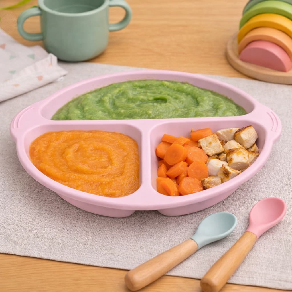 Pratinho Infantil Livre Bpa 3 Divisórias Bebê Papinha Cores Prato Bebê Introdução Alimentar