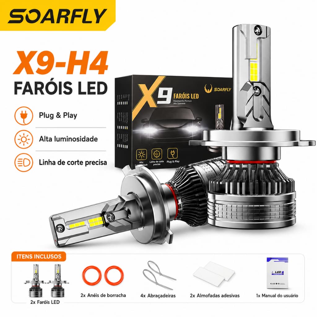 SOARFLY Farol LED Para Carro H11 H4 7000LM 6000K Super Branco Plug Play IP67 Lâmpada LED Automotiva 12V
