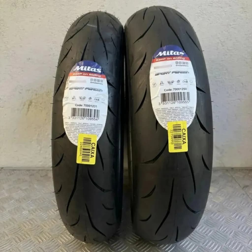 Par De Pneus Twister Fazer 130/70-17 + 100/80-17 Mitas Sport Force+ Dianteiro Traseiro FZ25