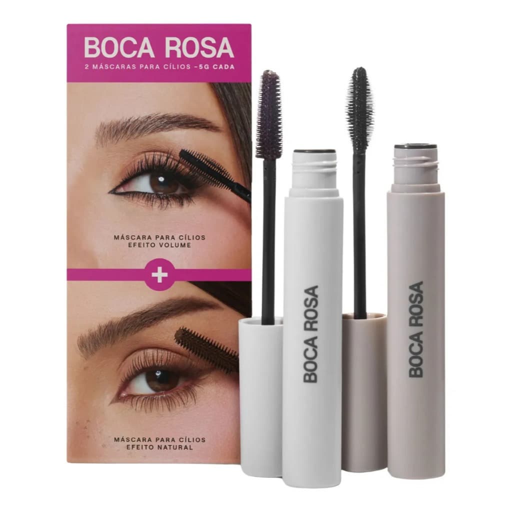 kit 1/2  Mascara Para Cílios Boca Rosa Efeito Volume Efeito Natural  Alongador e Curvado Profissional