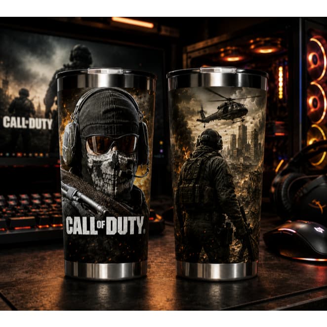 Copo Modelo Tematico Gamer 473ml Em Aço Inox Com Tampa Transparente Perfeito Para Presentear Fãs De Jogos