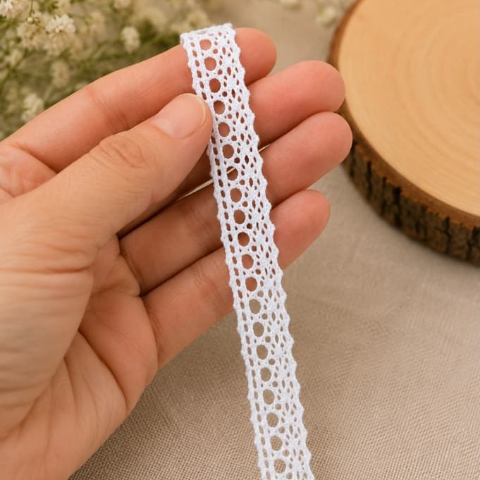 Renda Algodão 1cm 1 a 10m Artesanato Costura Personalização Handmade Roupa Boneca Decoração Acabamento