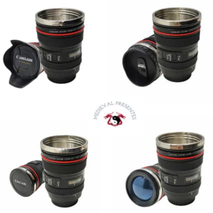 COPO  3D  LENTE CAMERA FOTOGRAFICA CANECA TERMICA PLASTICO E ALUMINIO 350ML