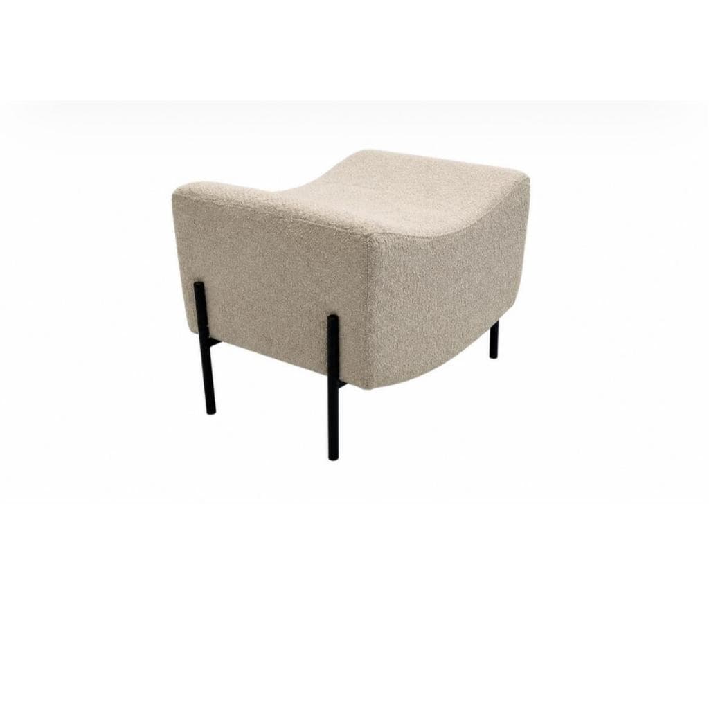 Puff Moderno Decorativo Retangular Estofado em Boucle para Sala Quarto Hall de Entrada e Escritório