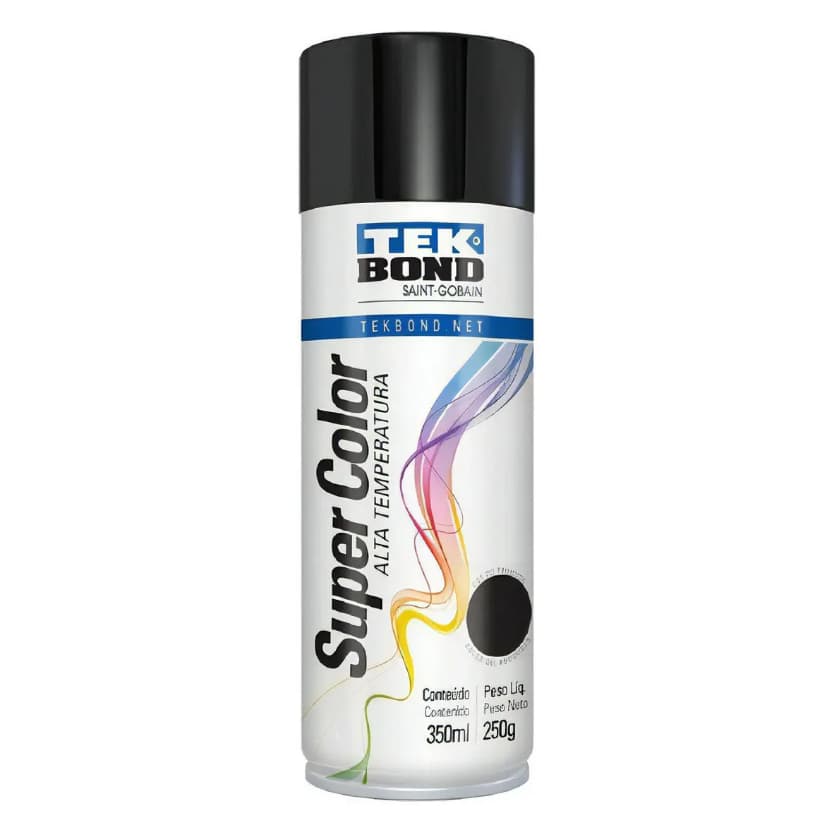 Tinta Aerossol Alta Temperatura Tekbond Preto Fosco 350ml