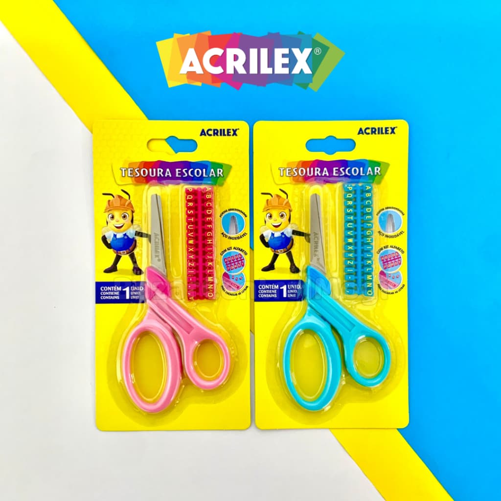 Tesoura Escolar 13cm Acrilex Letras Alfabeto