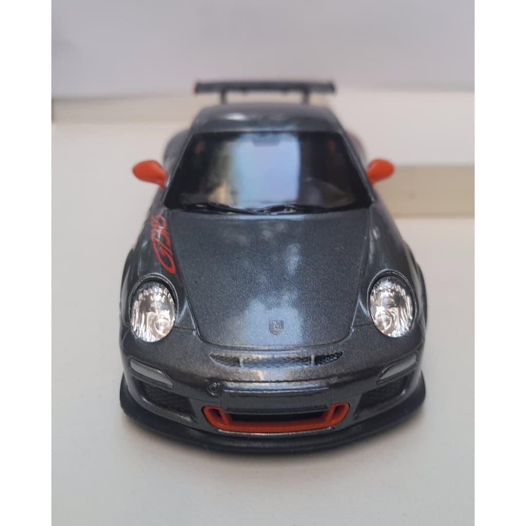 Miniatura Porsche 911 GT3 RS 2010 Cinza Kinsmart 1:36 Metal e Fricção
