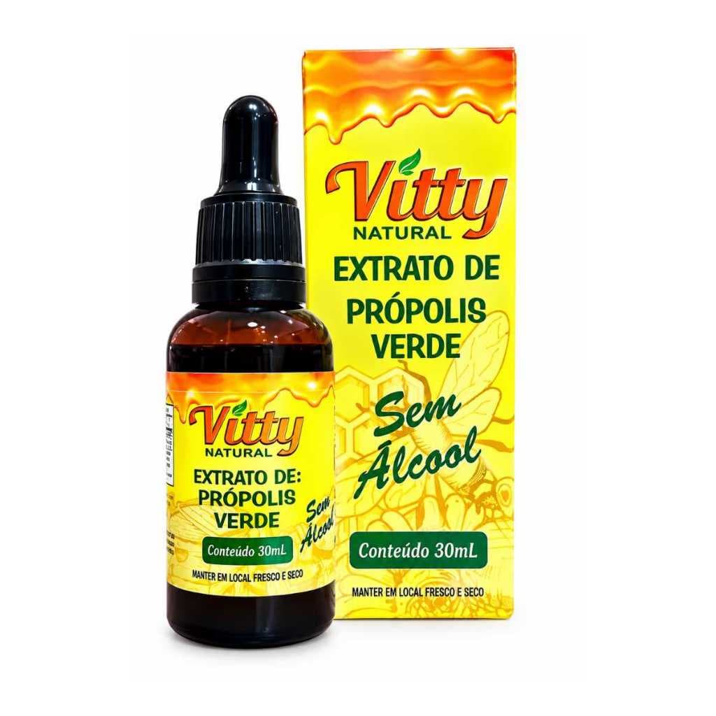 Extrato De Própolis Verde Vitty Sem Álcool 30ml Natural Alta Concentração Fortalece Imunidade Diária