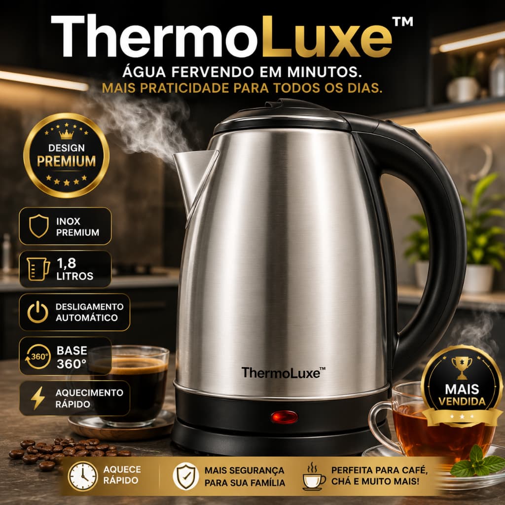 Chaleira Eletrica Inox 1 Litro 1000w Rapida P 127v Cozinha Bivolt Moderno
