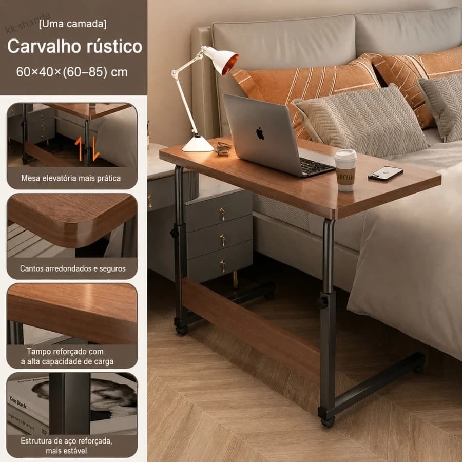EnvioSP Nova mesa para computador simples e ajustável em altura: ideal para dormitórios e quartos (60*40cm）4kg