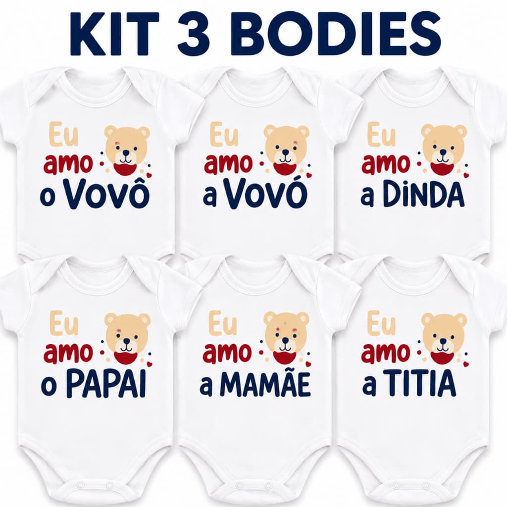 Kit 3 Body Bebê Frases Divertidas Temático Verão Unissex Menino Menina Presente Enxoval 100% Algodão RN P M G