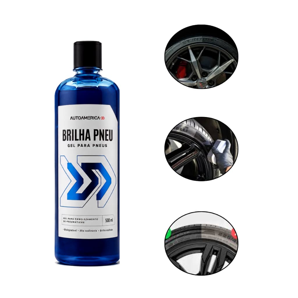 Limpa Pneu Gel Brilha Pneu Pretinho Auto América 500ml