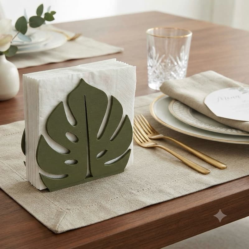 Porta Guardanapo Folha Monstera Verde Musgo Decorativo Mesa Posta Cozinha Jantar