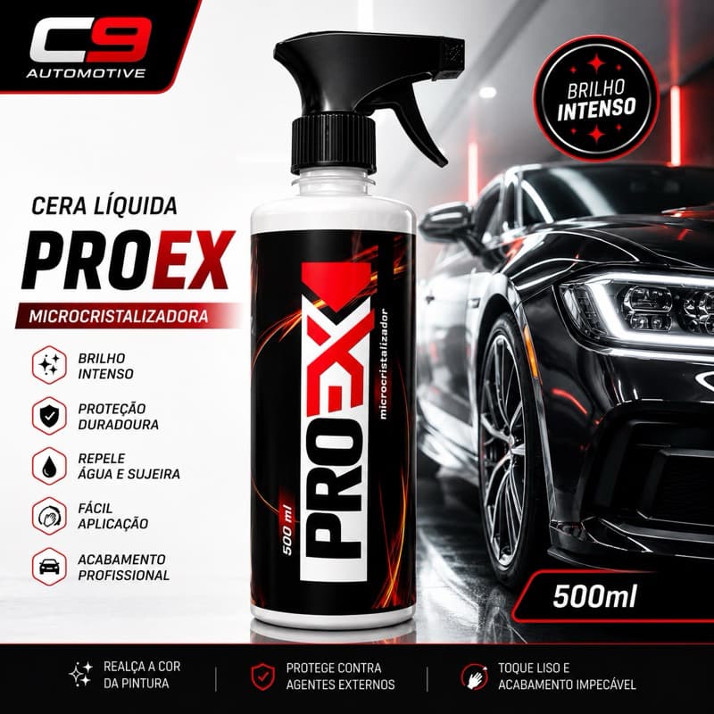 Cera Cristalizadora Automotiva Hidrorepelente Proex 500ml