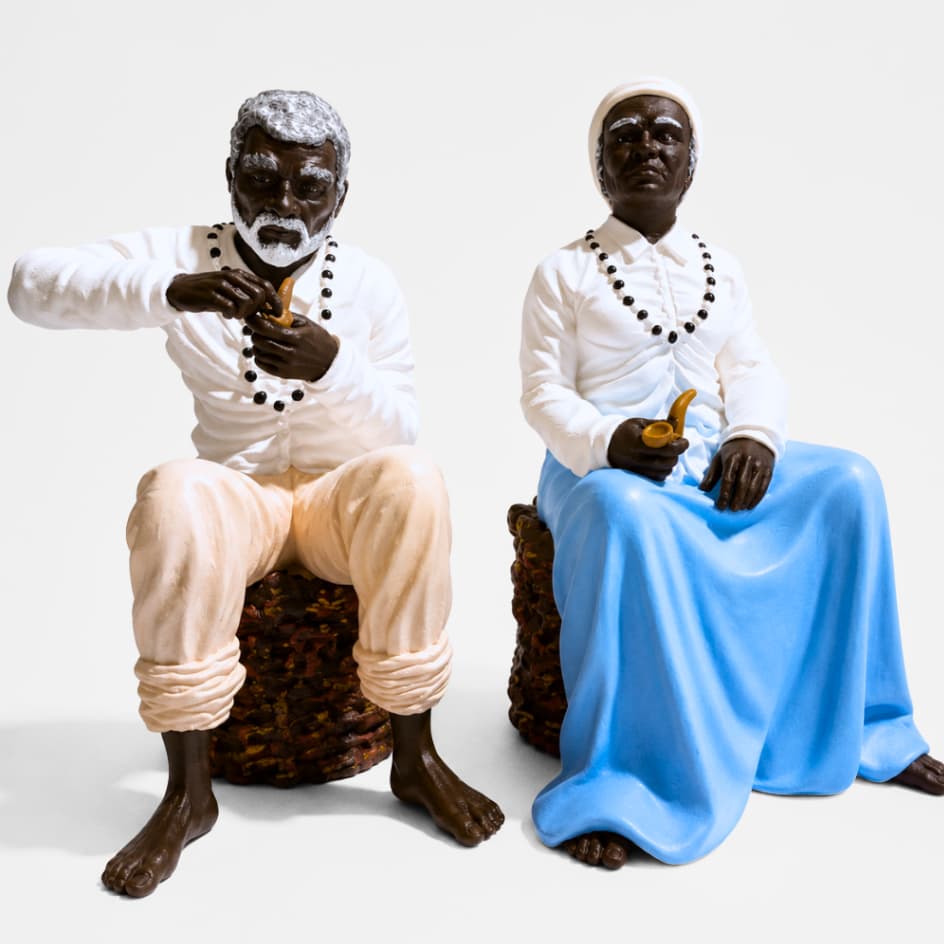Imagem Casal Preto Velho 12cm | Pintura Artesanal | Umbanda | Decoração para religiosa | Impressão 3D | Arte de Orum