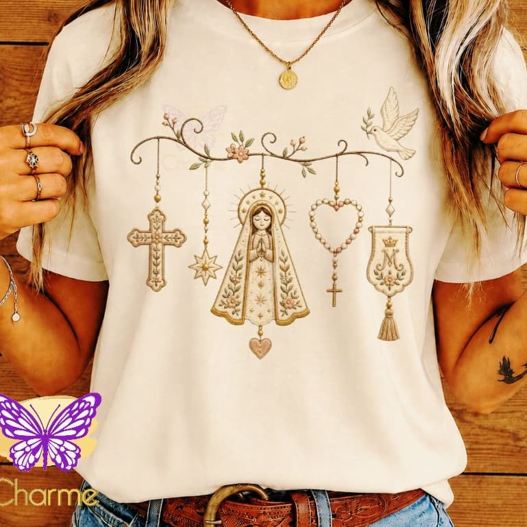 blusa camiseta feminina ESPIRITO SANTO  NOSSA SENHORA APARECIDA MINIMALISTA, blusinha católica gospel religiosa plus siz