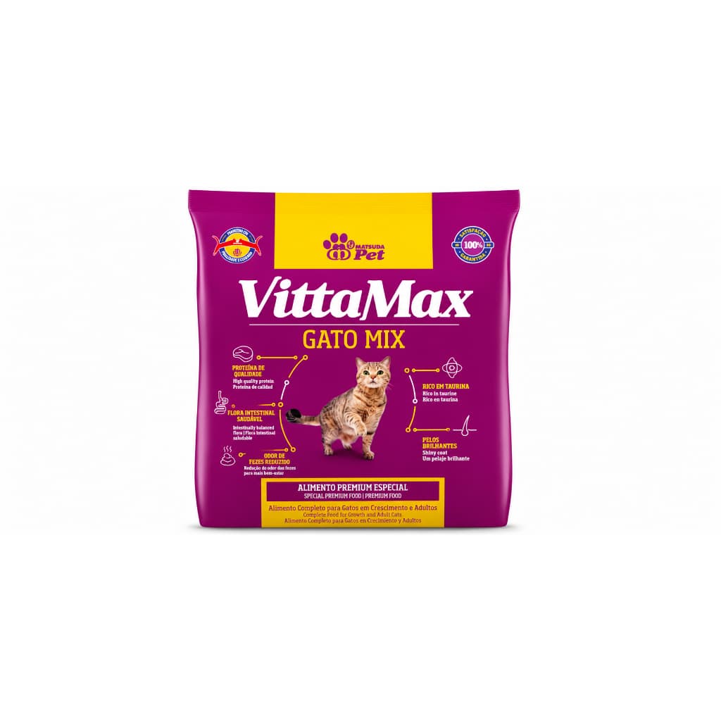 Ração Vittamax para Gato Adulto Mix 10,1kg Premium Especial Nutrição Completa Trato Urinário Embalagem Econômica