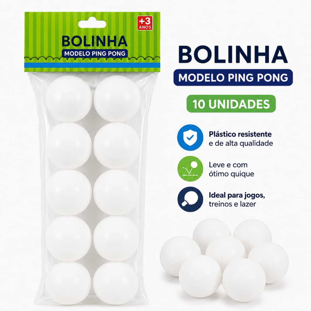 Kit 30 Bolinhas Plásticas Modelo Ping Pong Infantil Branca