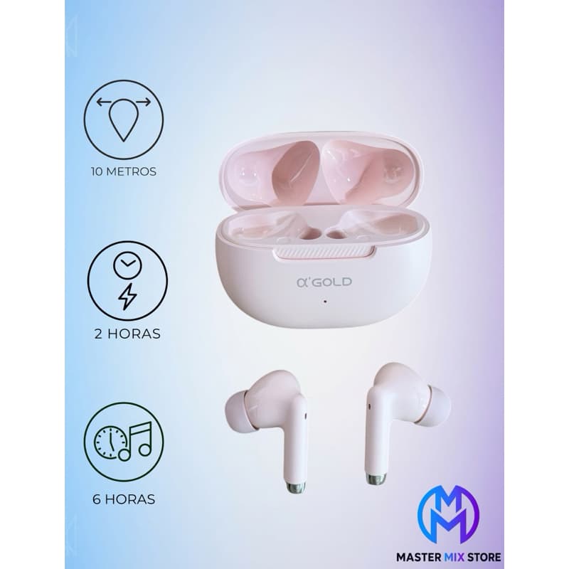 Fone de Ouvido Sem Fio A’Gold Bluetooth FN-BR50 Stereo com microfone e Bateria durável - Cores Rosa / Branco / Preto