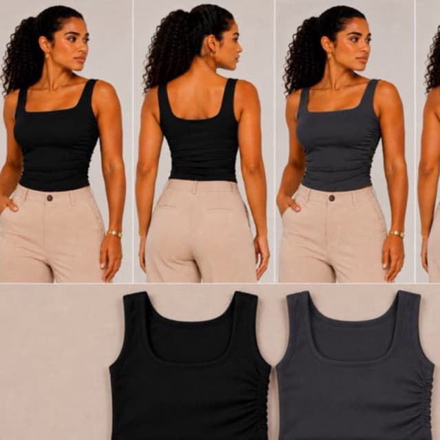 Kit 2 Regatas Femininas Malha Romantic Premium Franzida Lateral P ao GG
