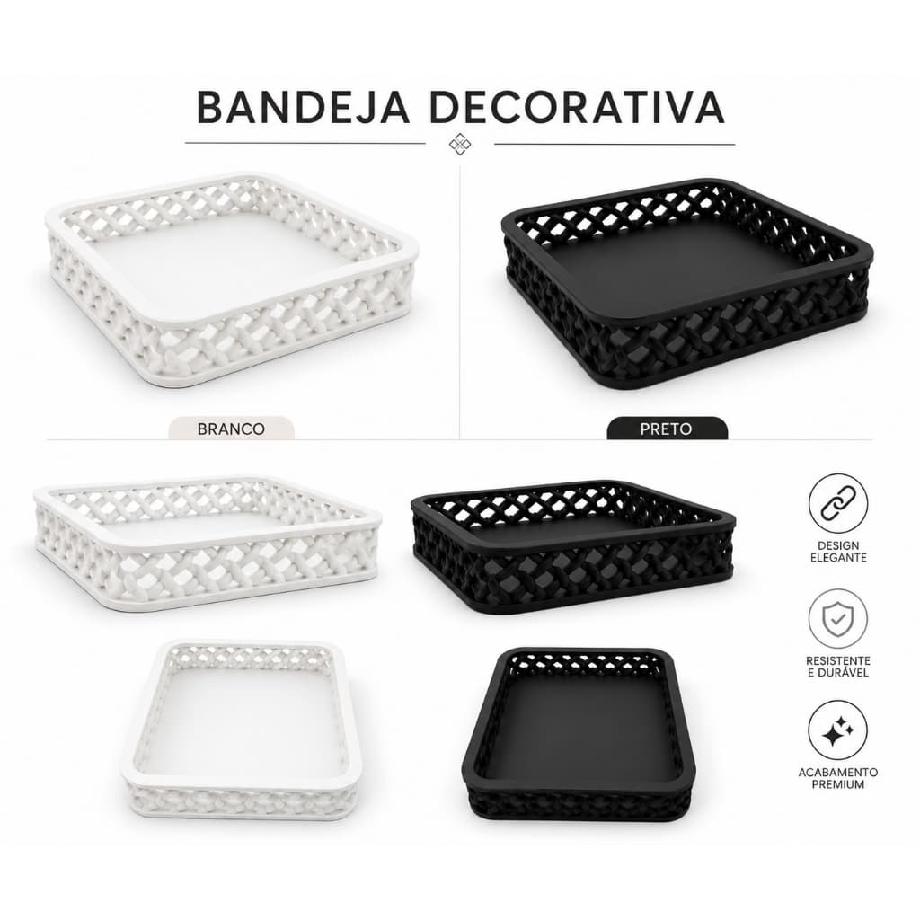 Bandeja Porta Objeto - 15x15x3cm | Organizador Premium para Banheiro, Lavabo e Porta Perfumes