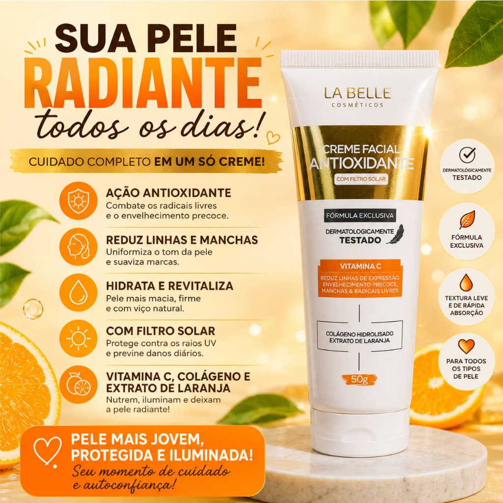 Creme Facial Antioxidante La Belle Vitamina C com Filtro Solar 50g