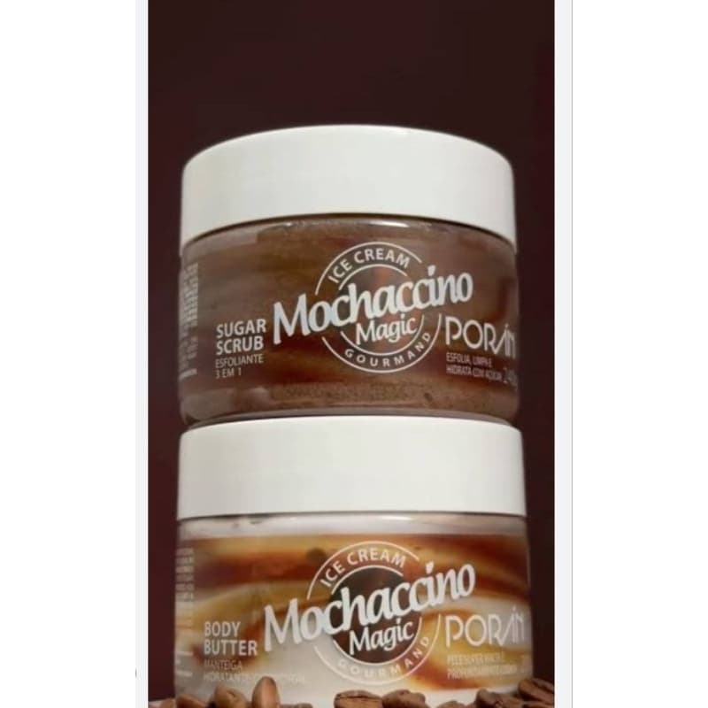 Kit sugar scrub esfoliante + body butter hidratante corporal mochaccino poran  esfoliante corporal e hidratante corporal