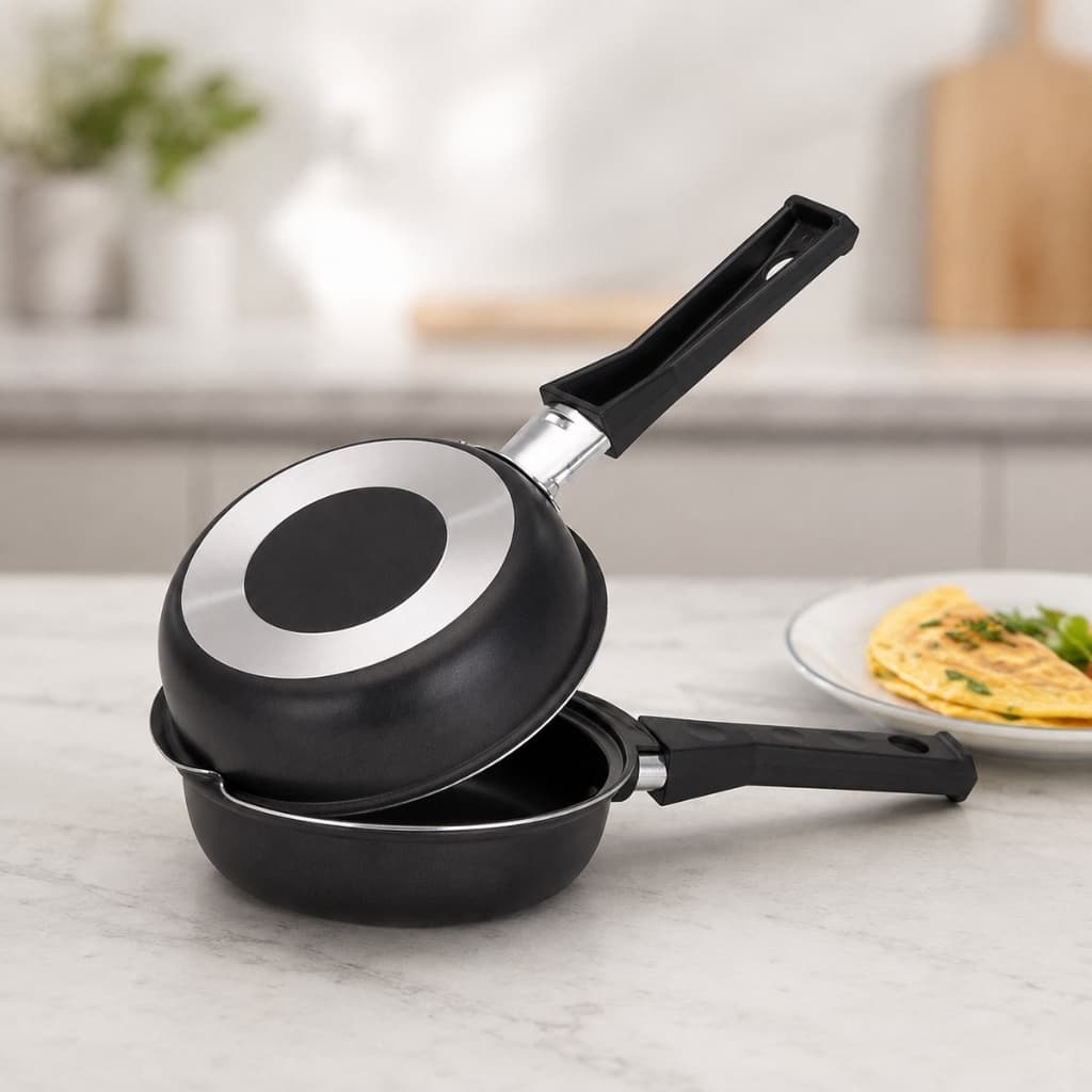 Frigideira Dupla Antiaderente Hamburguer E Omelete 14 Cm Preto