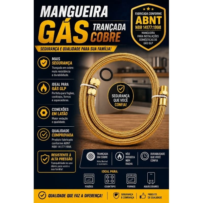 Mangueira de gás encanado da Contuflex (60 cm a 1,20)