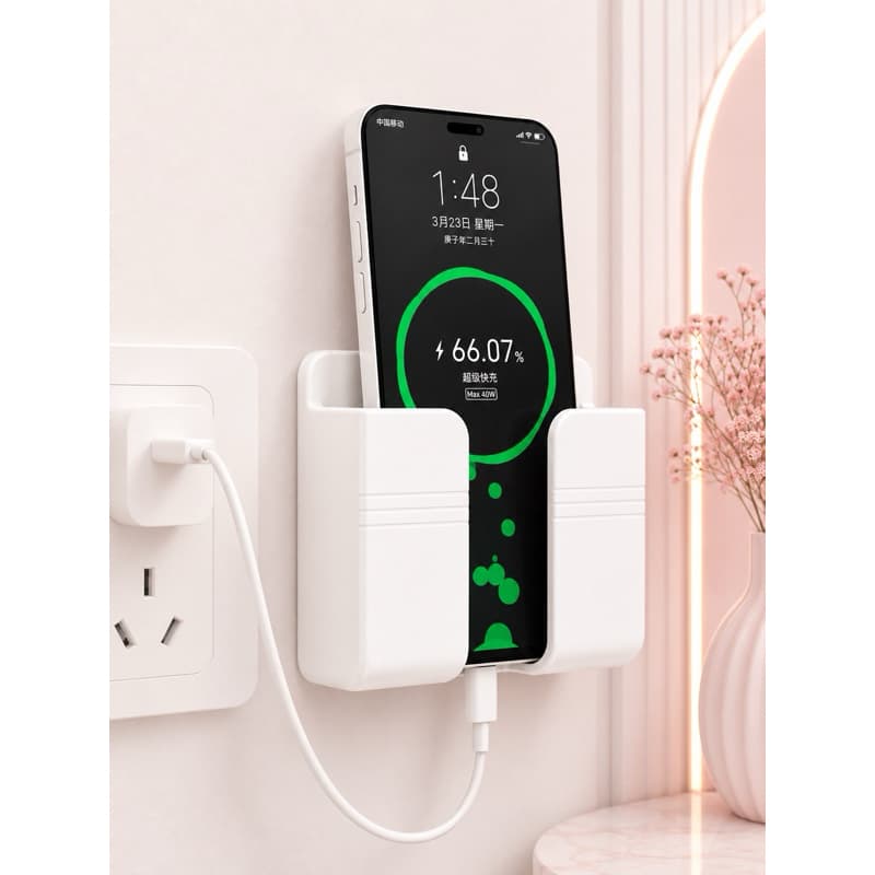 Suporte para Celular e Controle Remoto - Instalação Sem Furar, Adesivo Resistente, Branco, 1 Pc